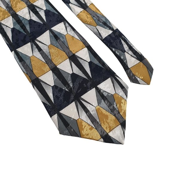 Ketch Mens Necktie Designer Accessory Office Work Dad Gift Black Gold Gray - Picture 2 of 5